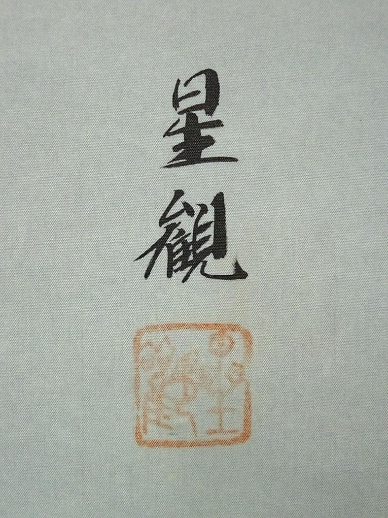 掛軸 星観『雲上観音』仏画 絹本 肉筆 共箱付 掛け軸 a12198