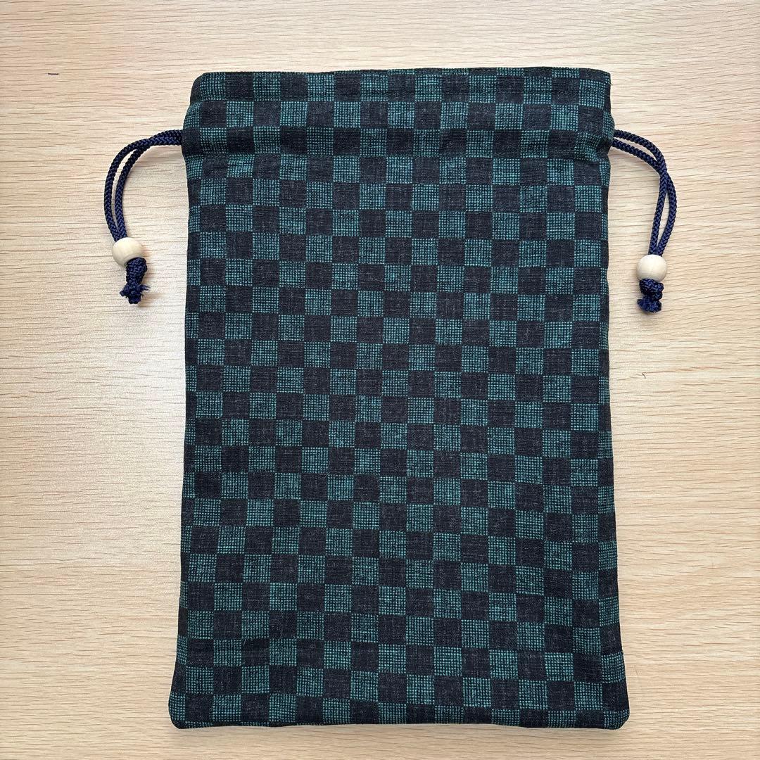 ダイユウサク　和柄お弁当袋+百人一首御朱印帳袋(青)