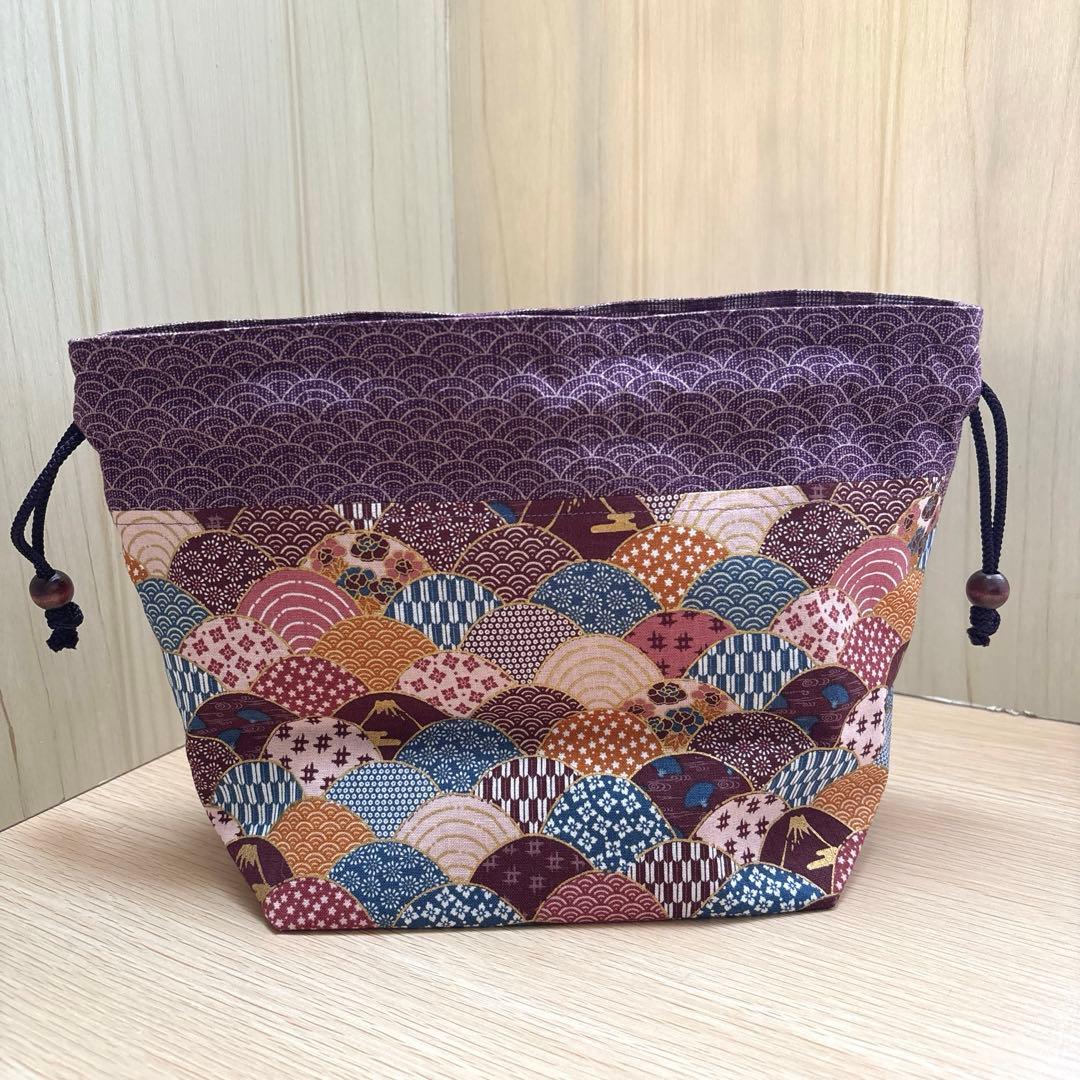 ダイユウサク　和柄お弁当袋+百人一首御朱印帳袋(青)