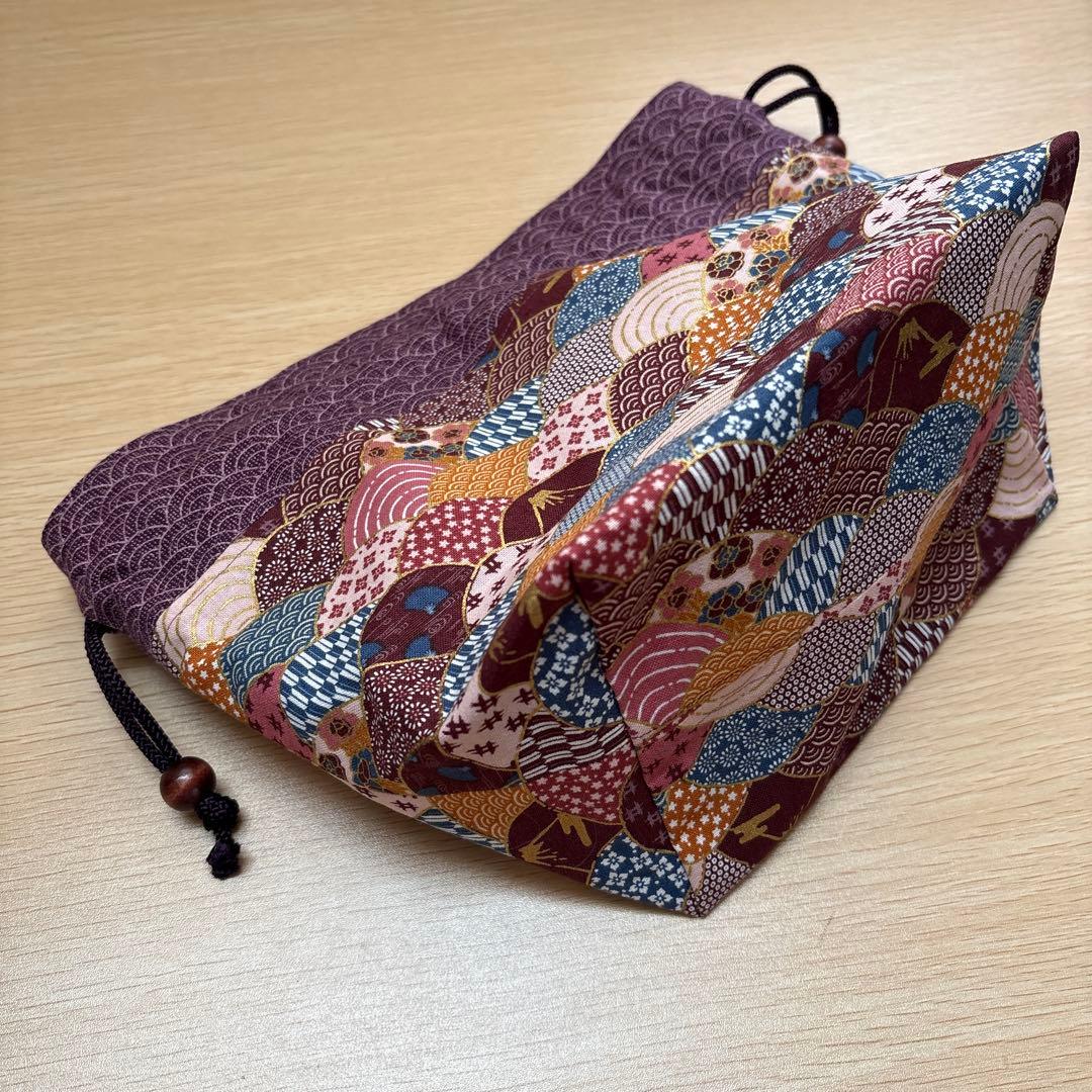 ダイユウサク　和柄お弁当袋+百人一首御朱印帳袋(青)