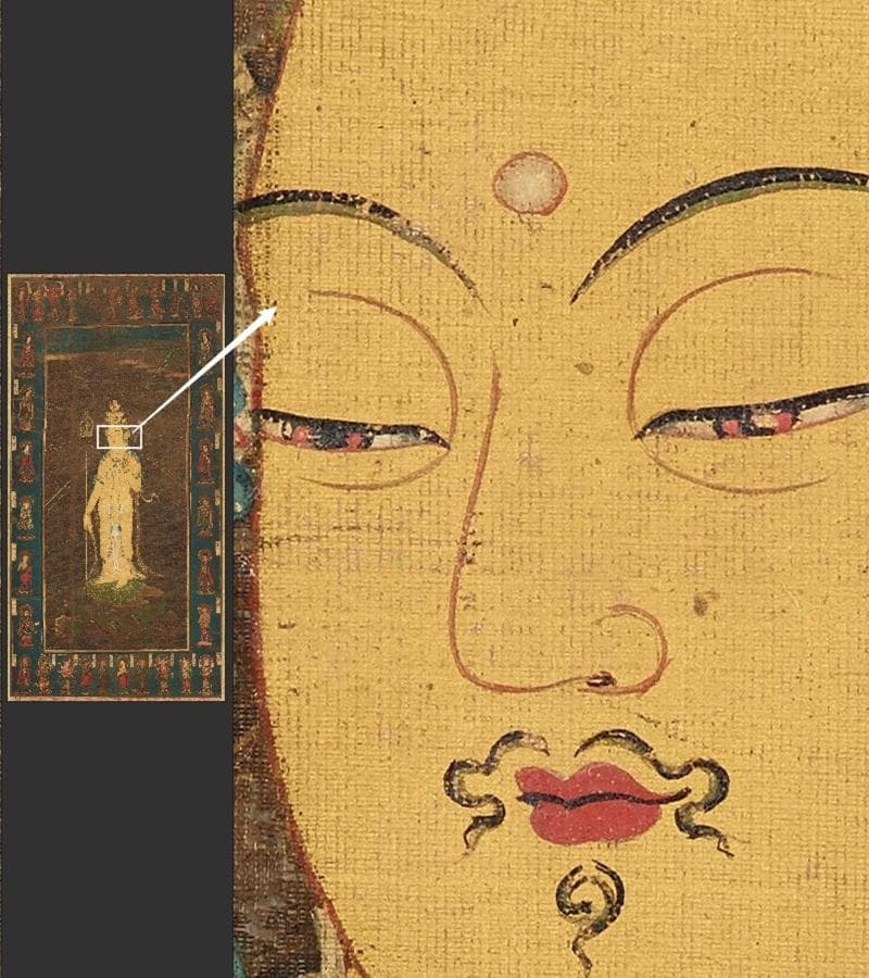 十一面観音図 仏像 仏画 絹布 観世音菩薩 仏教美術 絹本 掛け物 未表装