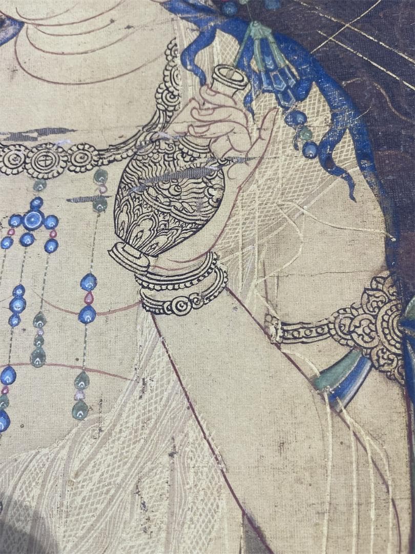 十一面観音図 仏像 仏画 絹布 観世音菩薩 仏教美術 絹本 掛け物 未表装