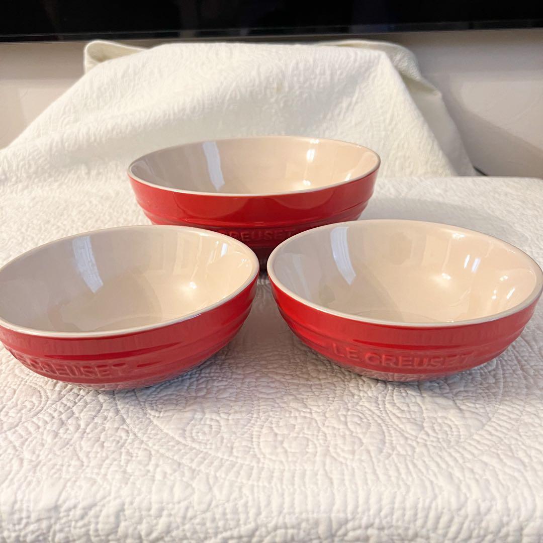 ⑪LE CREUSET レッド マルチボウル 3個セット ルクルーゼ 赤 大鉢