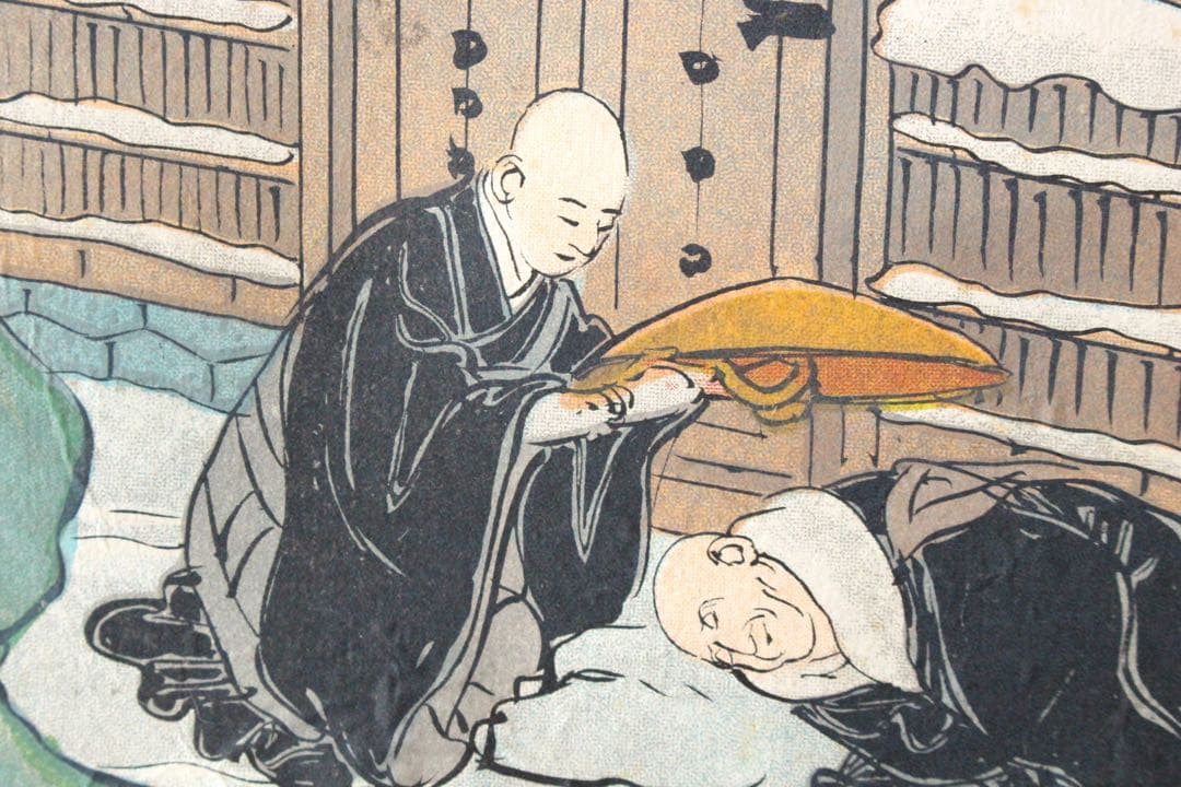 No5218 掛軸　「親鸞聖人御絵伝」　木版古仏画　紙本　仏教美術　送料無料