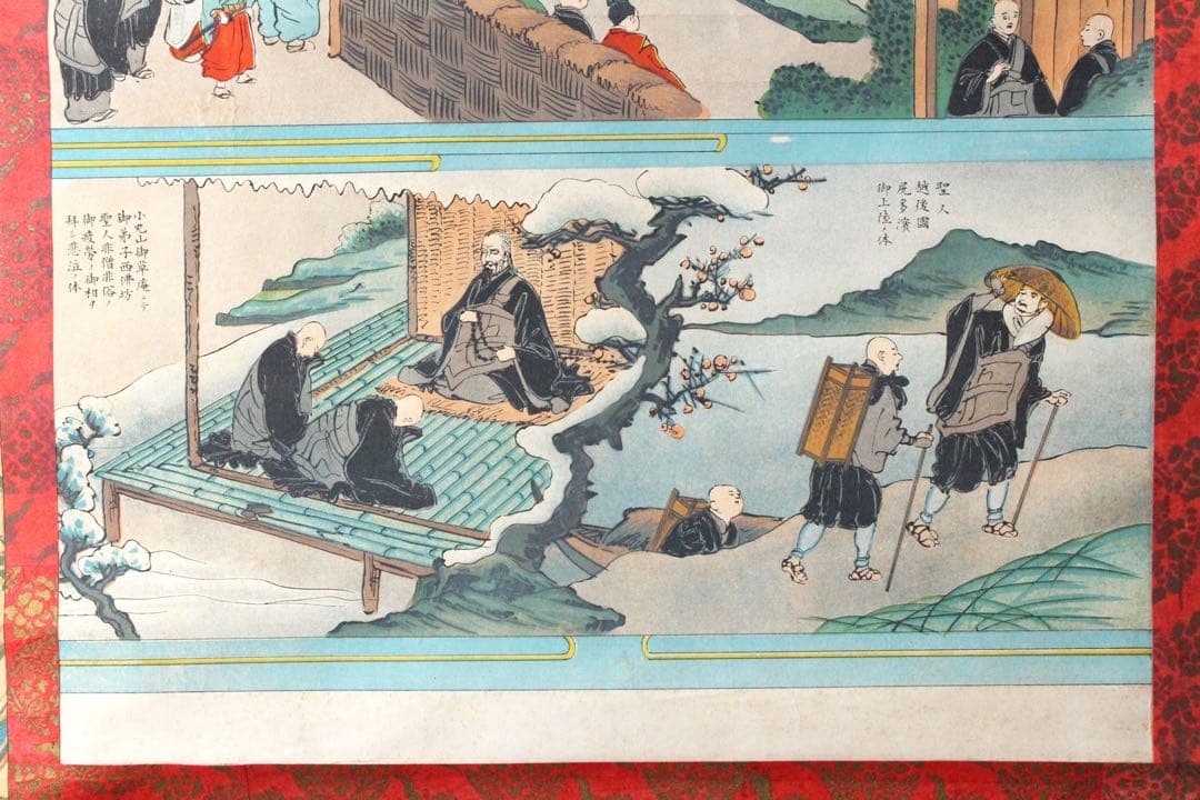 No5218 掛軸　「親鸞聖人御絵伝」　木版古仏画　紙本　仏教美術　送料無料