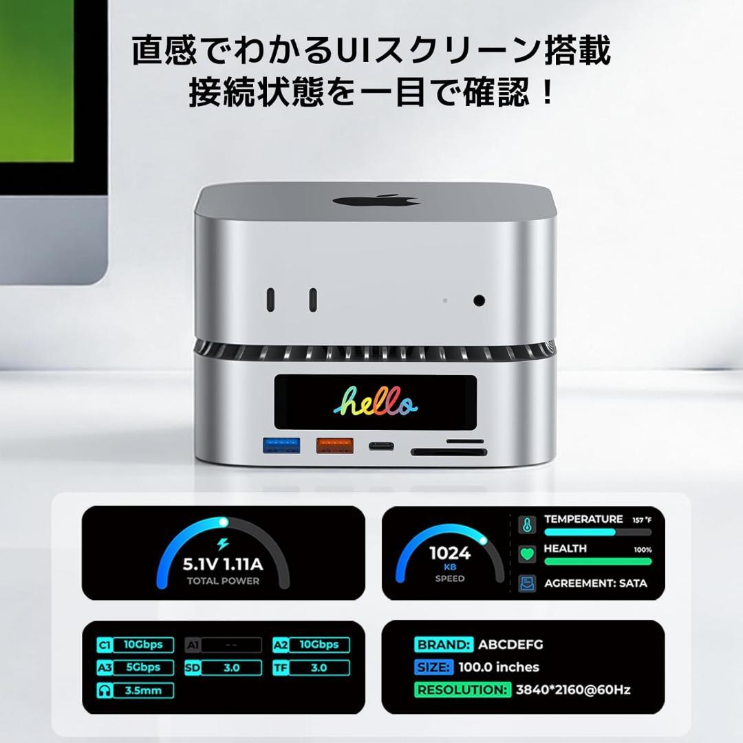 Mac Mini M4❣️対応ハブ 2025新モデル 高精細UI USB-Cハブ