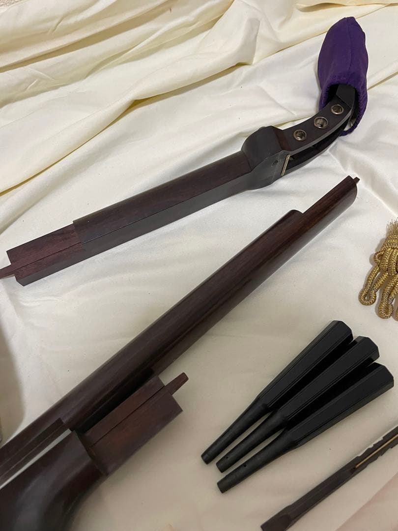 高級 三味線 綾杉彫り 紅木 付属品多数