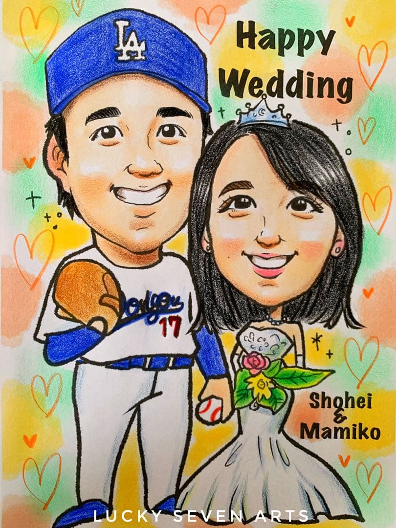 カワイイ似顔絵オーダー　額あり