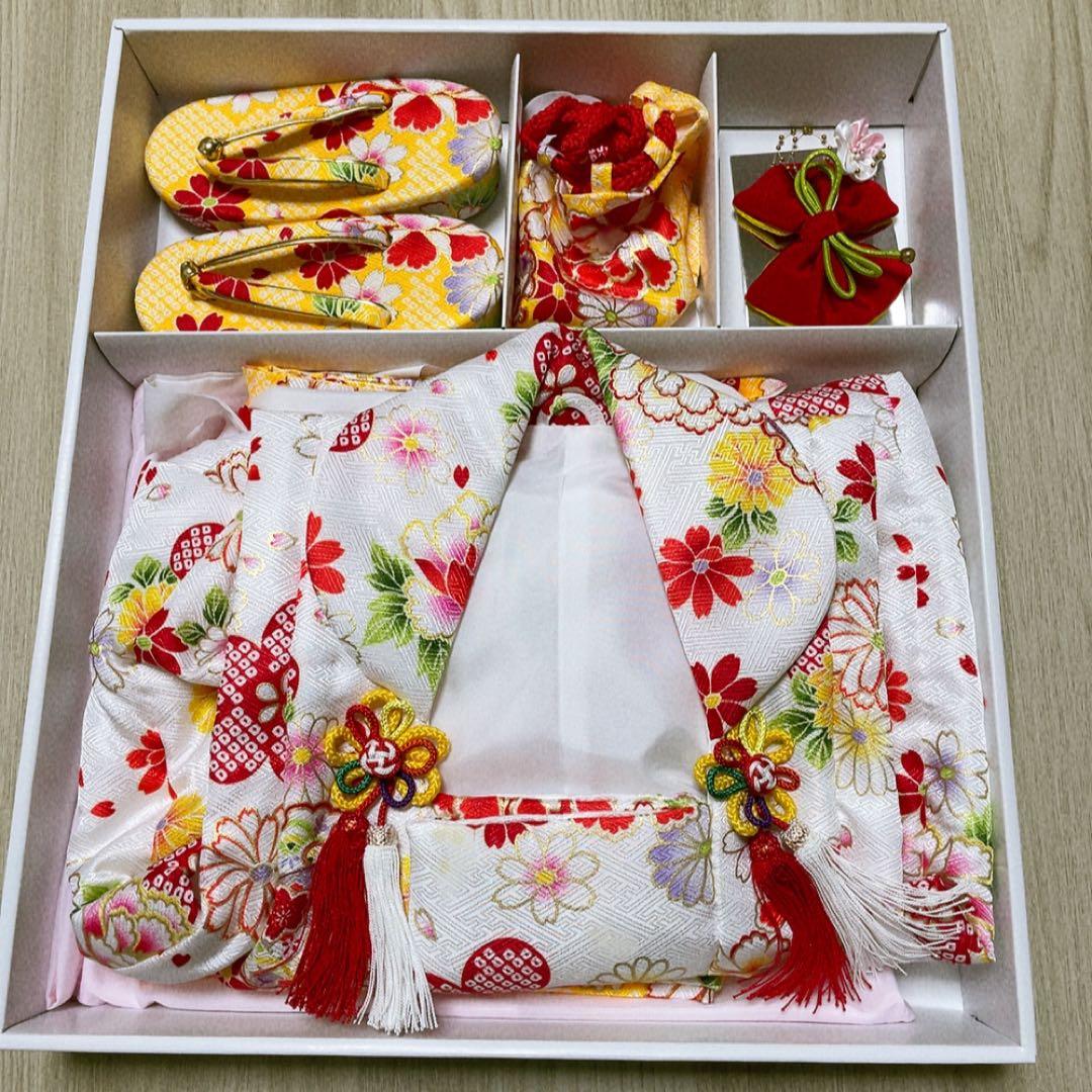 七五三 3歳 着物セット　被布　草履　足袋　髪飾り