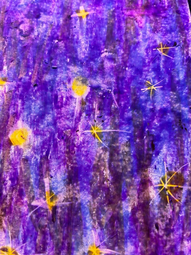 抽象アートカード 紫色と黄色の星