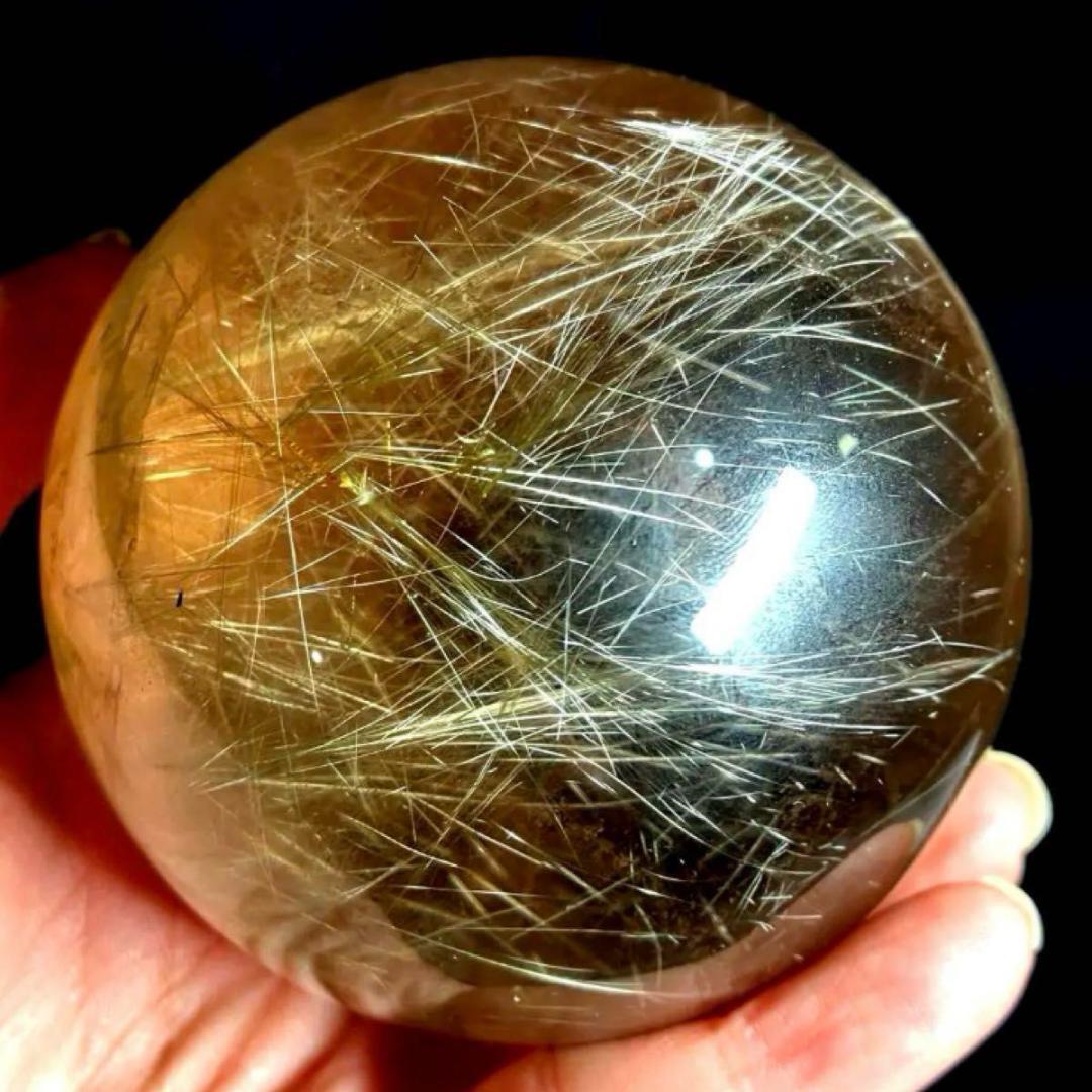 希少★ゴールドルチルクォーツ★丸玉　77mm　ビックサイズ　天然石