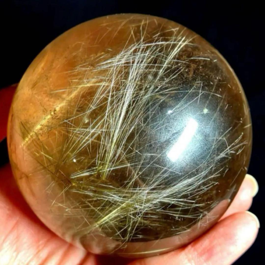 希少★ゴールドルチルクォーツ★丸玉　77mm　ビックサイズ　天然石