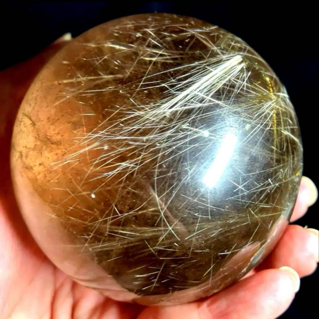 希少★ゴールドルチルクォーツ★丸玉　77mm　ビックサイズ　天然石