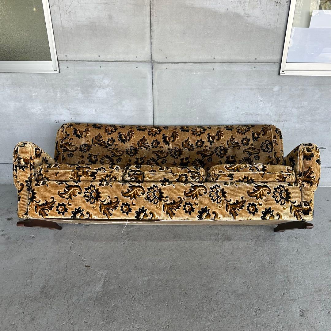 ✿昭和レトロ✿ 金華山 3人掛けソファ アームソファ ヴィンテージ アンティーク