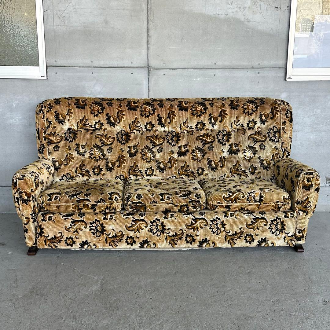 ✿昭和レトロ✿ 金華山 3人掛けソファ アームソファ ヴィンテージ アンティーク