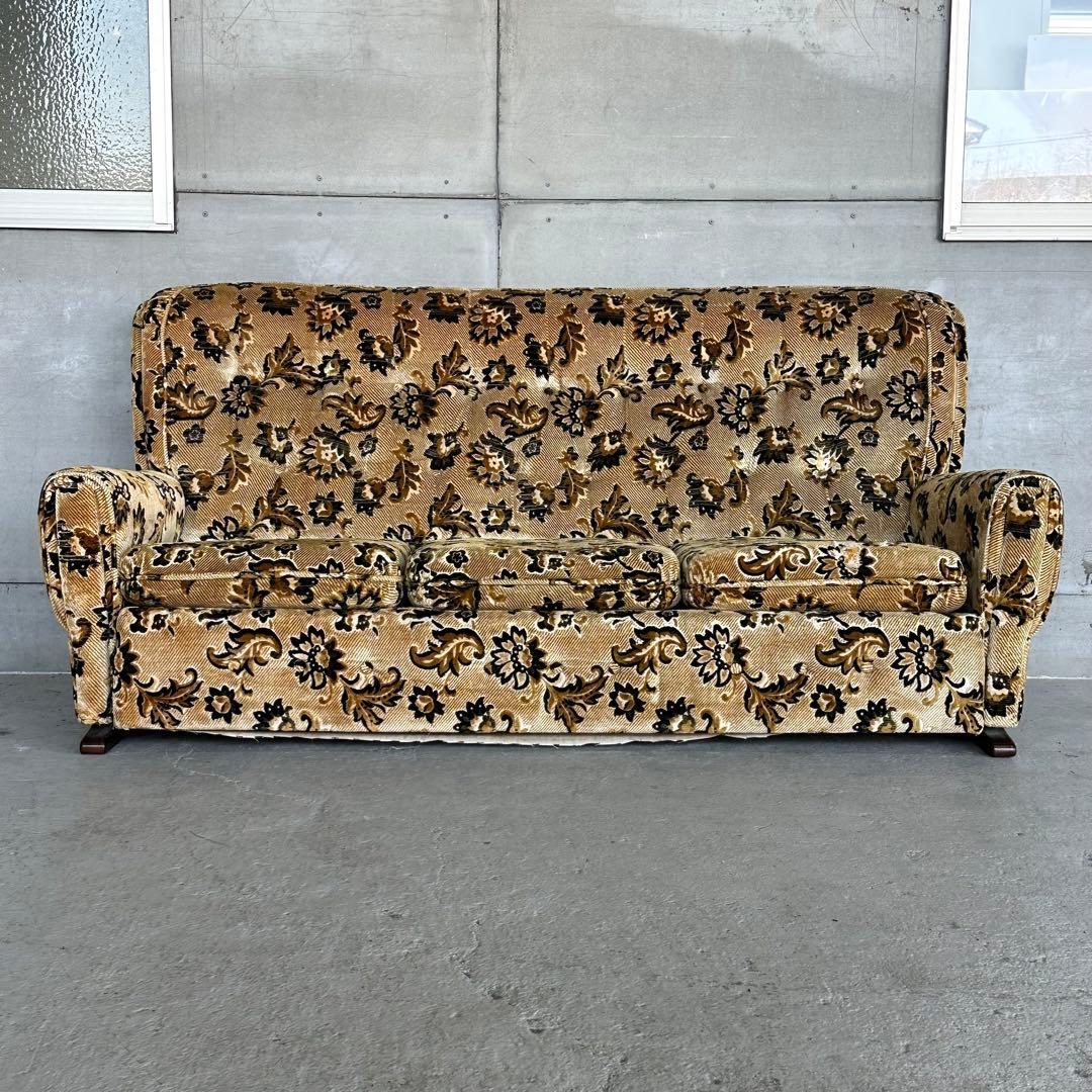 ✿昭和レトロ✿ 金華山 3人掛けソファ アームソファ ヴィンテージ アンティーク