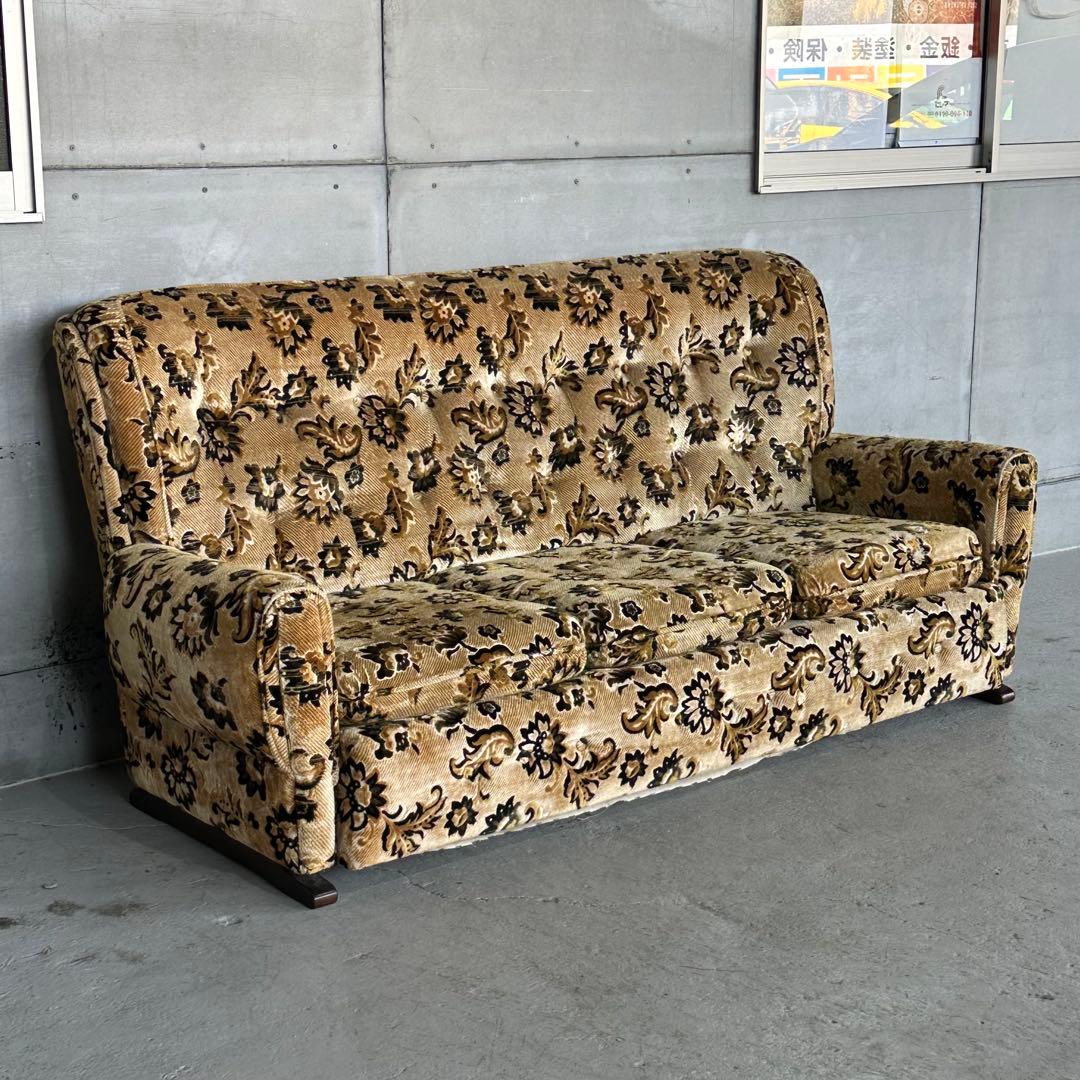 ✿昭和レトロ✿ 金華山 3人掛けソファ アームソファ ヴィンテージ アンティーク
