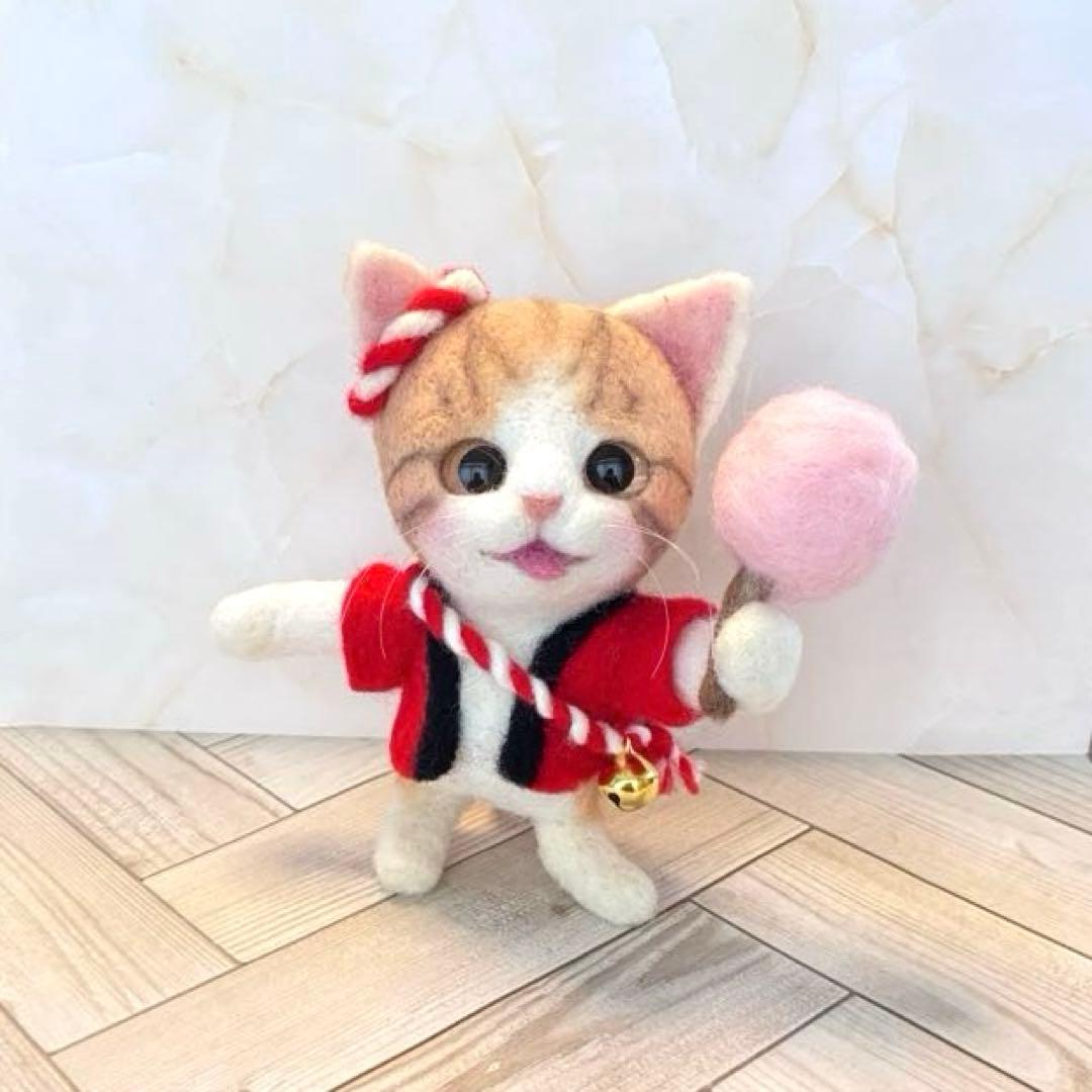 羊毛フェルト　お祭りにゃん子　No.35