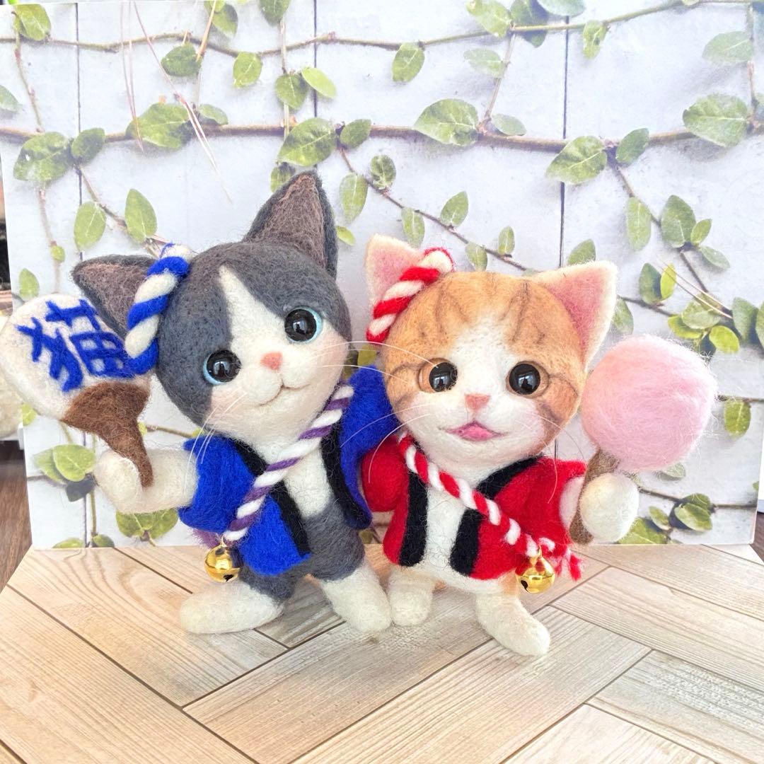 羊毛フェルト　お祭りにゃん子　No.35