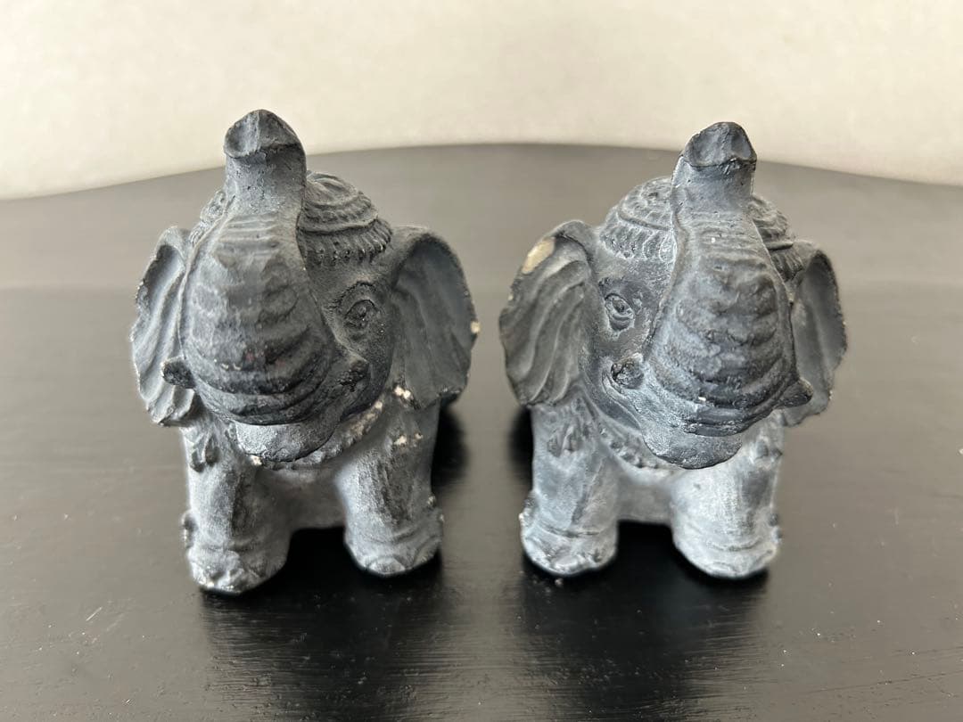 【美品★送料込】２個セット：アンティーク アジア ゾウ