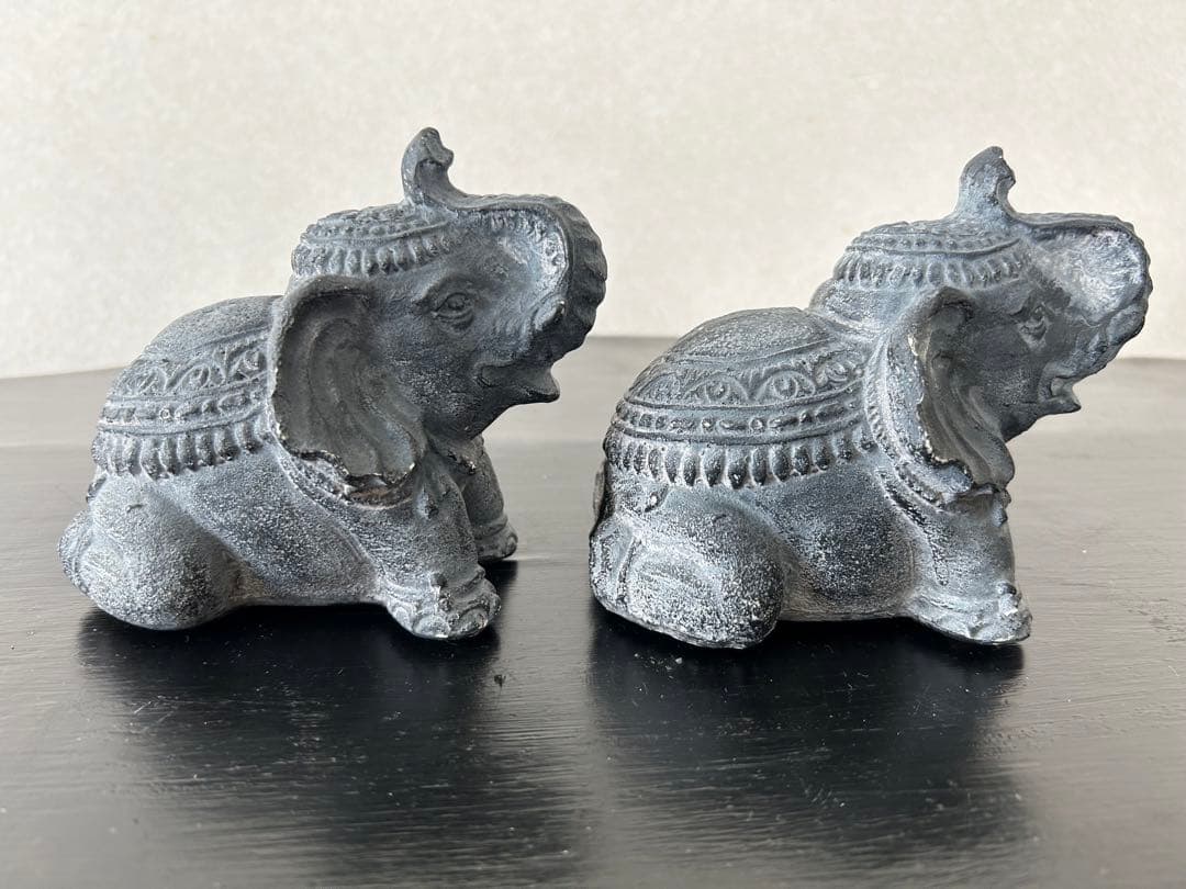 【美品★送料込】２個セット：アンティーク アジア ゾウ