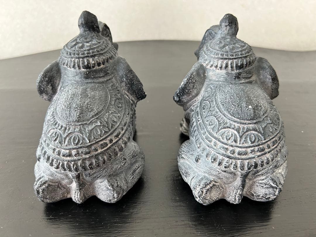 【美品★送料込】２個セット：アンティーク アジア ゾウ