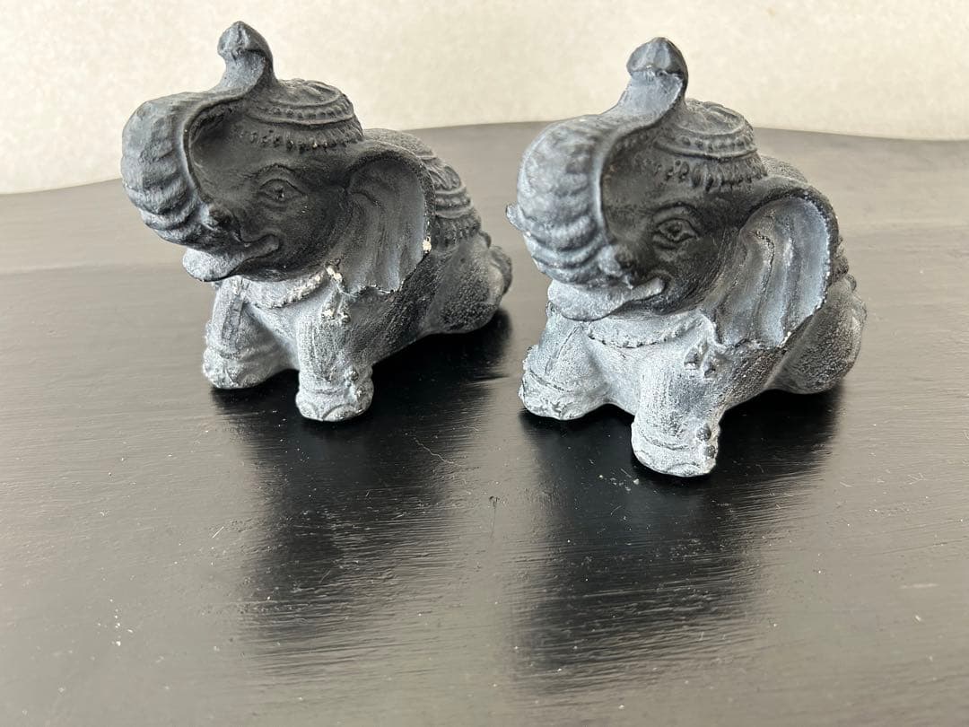 【美品★送料込】２個セット：アンティーク アジア ゾウ