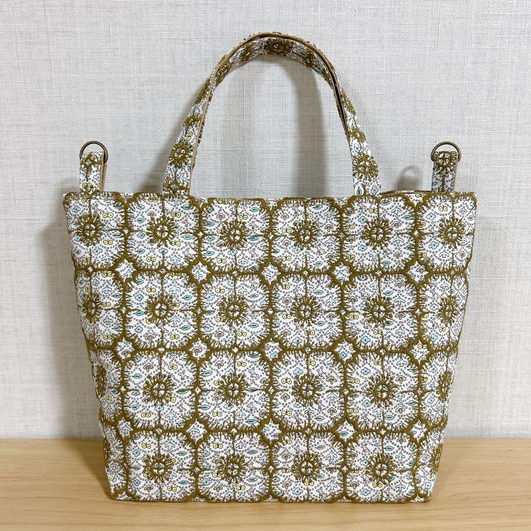 ハンドメイド　2way トートバッグ　ミナペルホネン　anemone リバティ