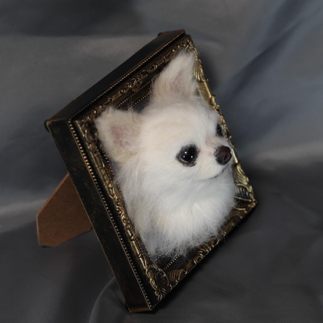羊毛フェルト　犬　ハンドメイド　オーダー　フレーム　チワワ