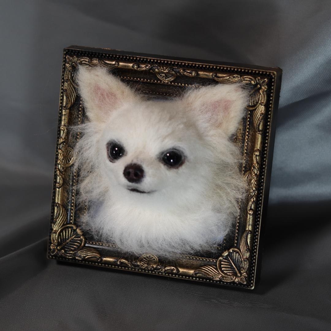 羊毛フェルト　犬　ハンドメイド　オーダー　フレーム　チワワ