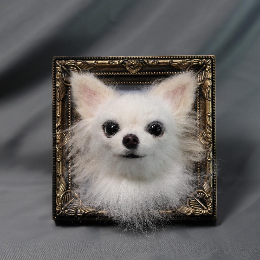 羊毛フェルト　犬　ハンドメイド　オーダー　フレーム　チワワ