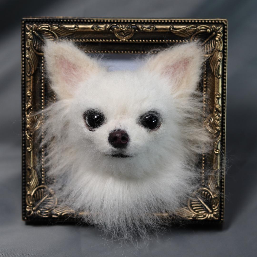 羊毛フェルト　犬　ハンドメイド　オーダー　フレーム　チワワ