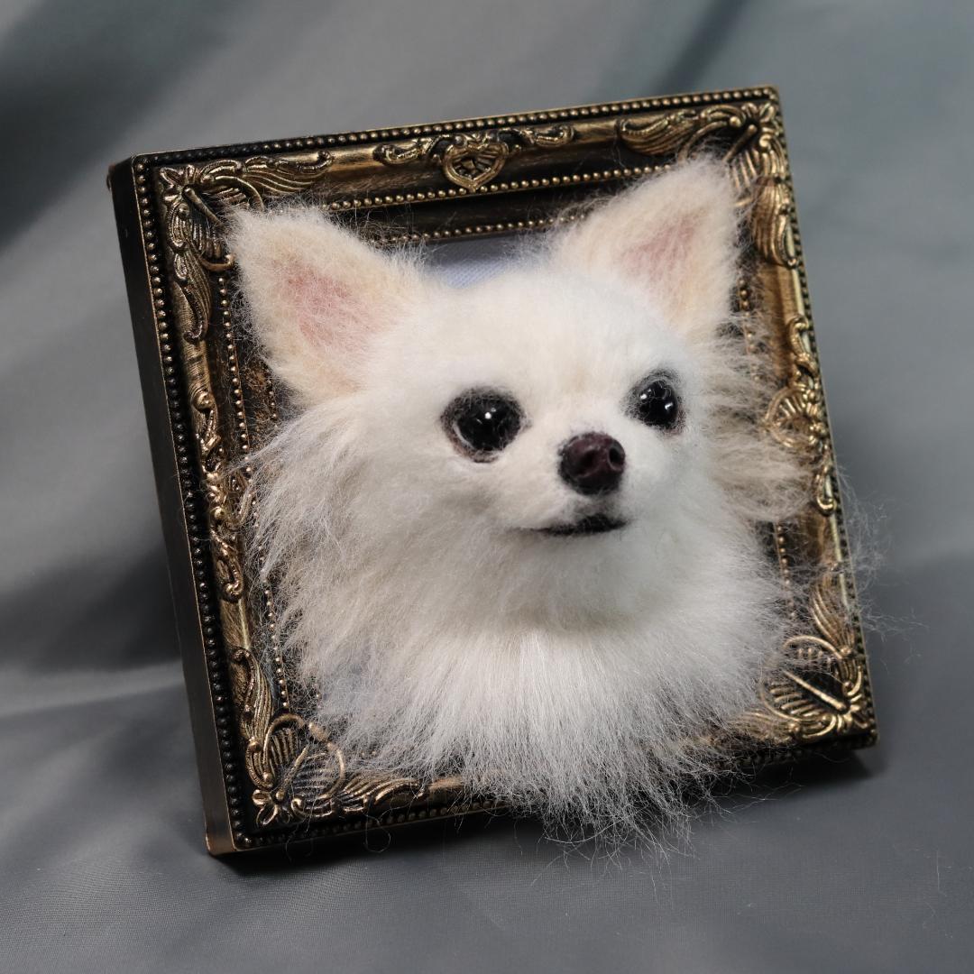羊毛フェルト　犬　ハンドメイド　オーダー　フレーム　チワワ