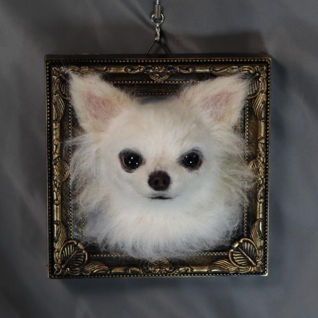 羊毛フェルト　犬　ハンドメイド　オーダー　フレーム　チワワ