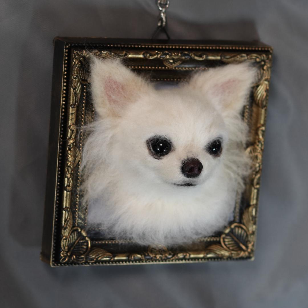 羊毛フェルト　犬　ハンドメイド　オーダー　フレーム　チワワ