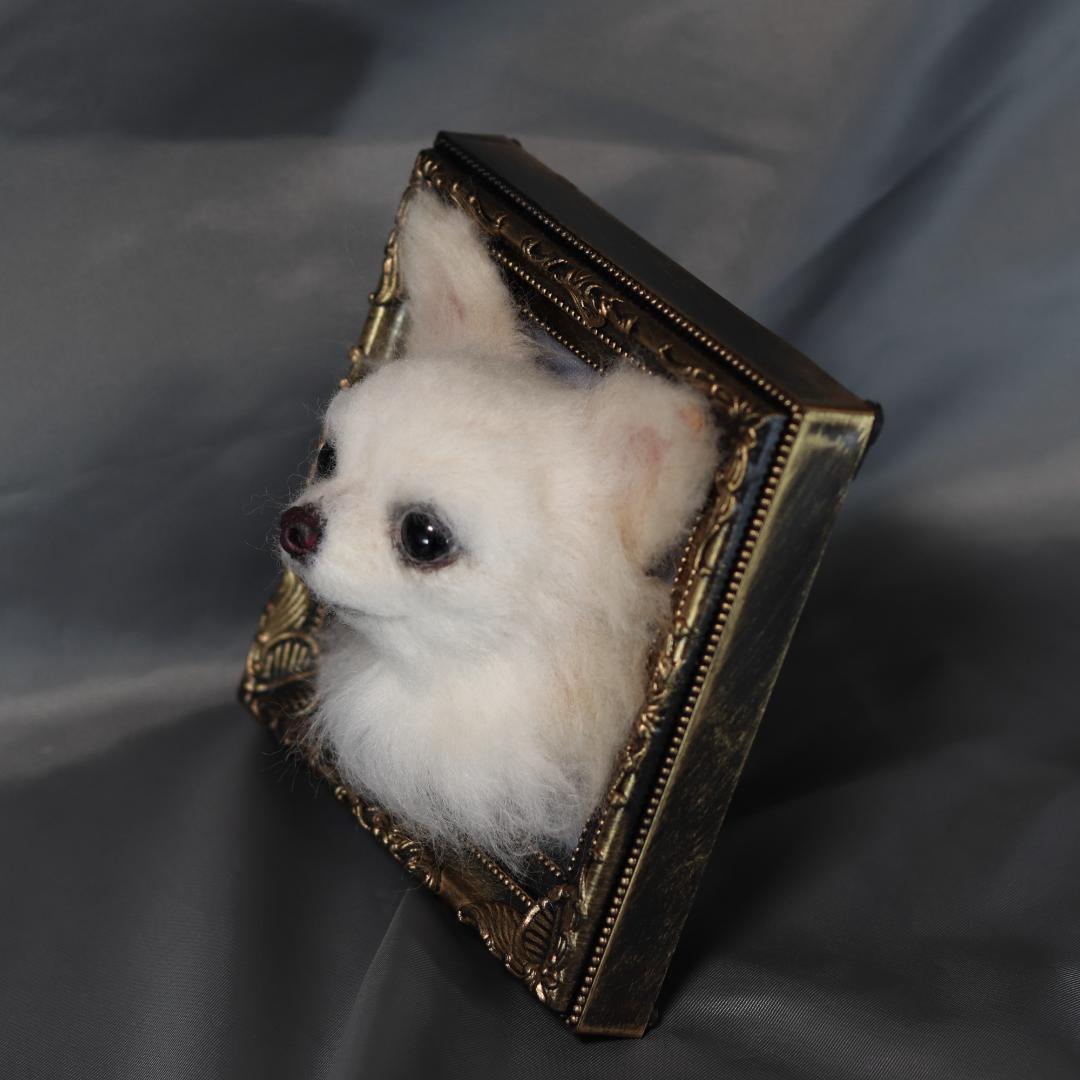 羊毛フェルト　犬　ハンドメイド　オーダー　フレーム　チワワ