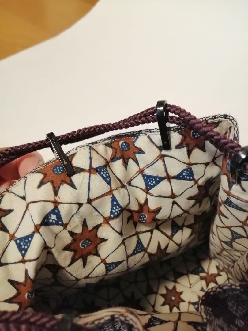 SALE！バティック（更紗）の裂織巾着　E