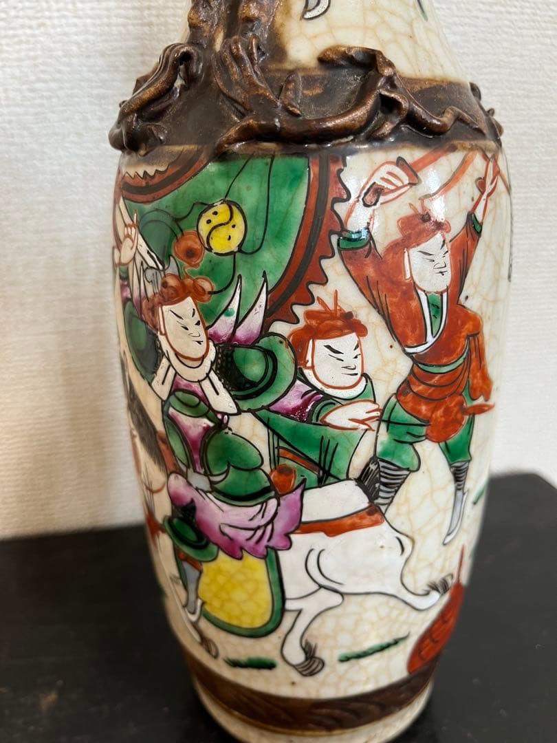 中国美術 清時代　戦図 成化年製 壷 壺花瓶 時代物