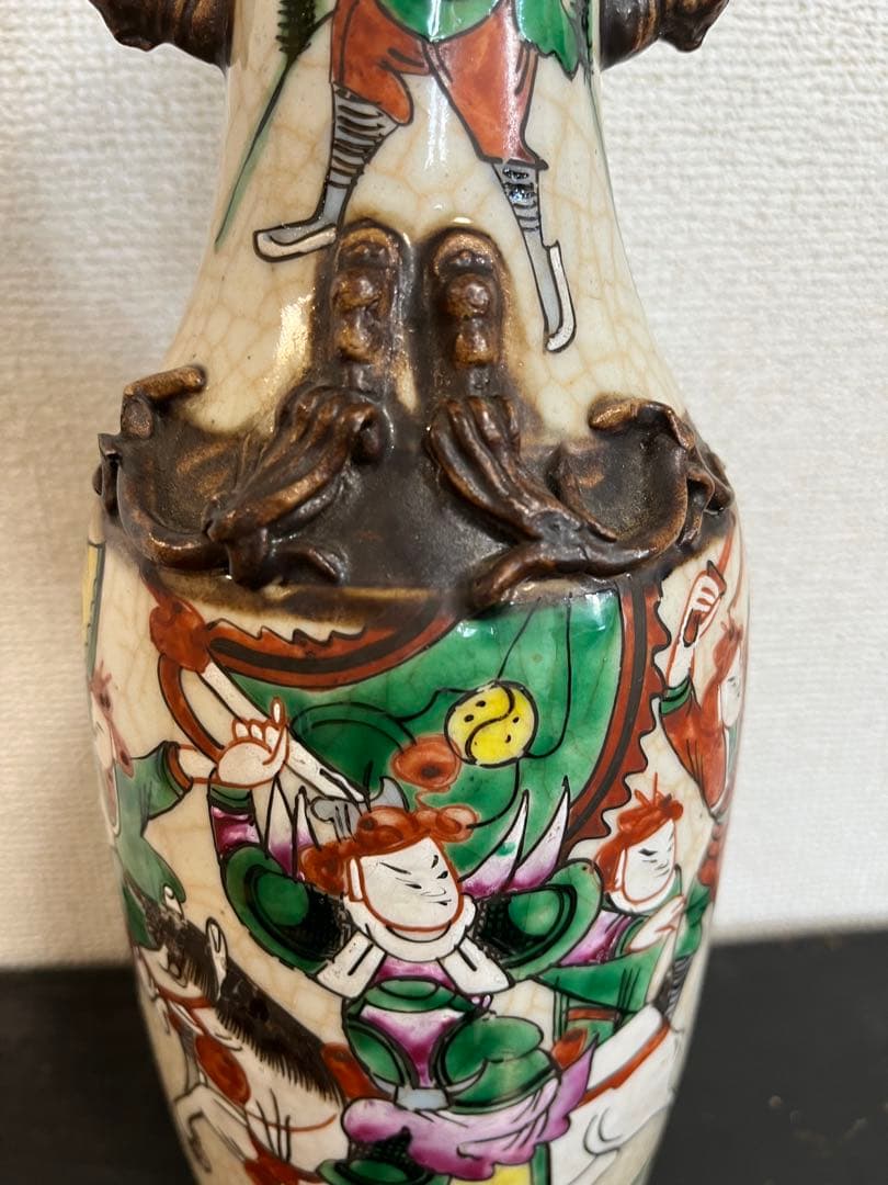 中国美術 清時代　戦図 成化年製 壷 壺花瓶 時代物