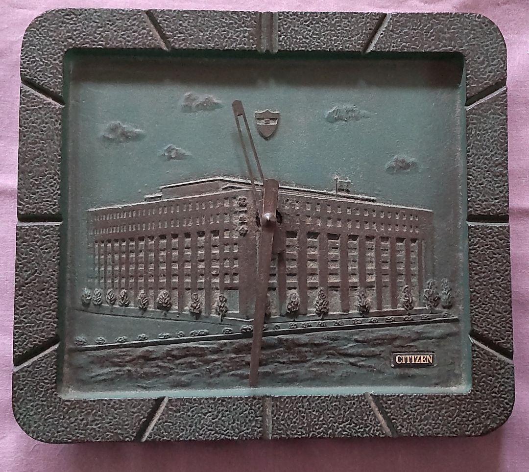 送料無料CITIZEN超珍しい青銅風鋳物1982年記念特製柱時計40年前稀物