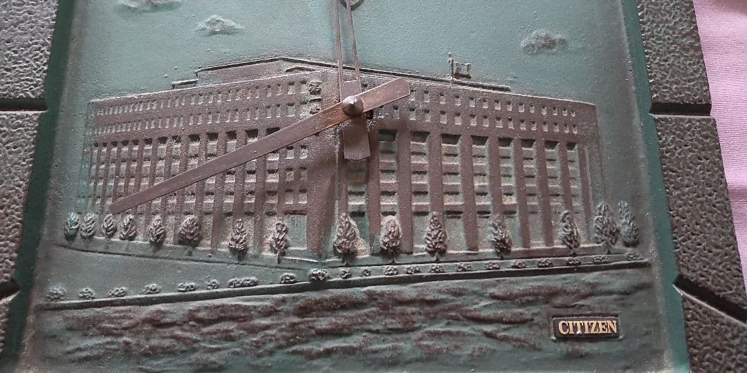 送料無料CITIZEN超珍しい青銅風鋳物1982年記念特製柱時計40年前稀物