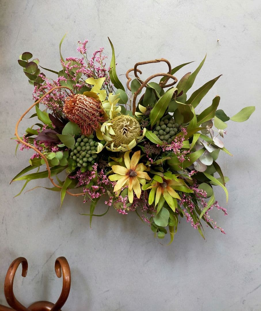 89.【春✕人気♡✕横長スワッグ】ドライフラワー ワッグ プレゼント スターチス