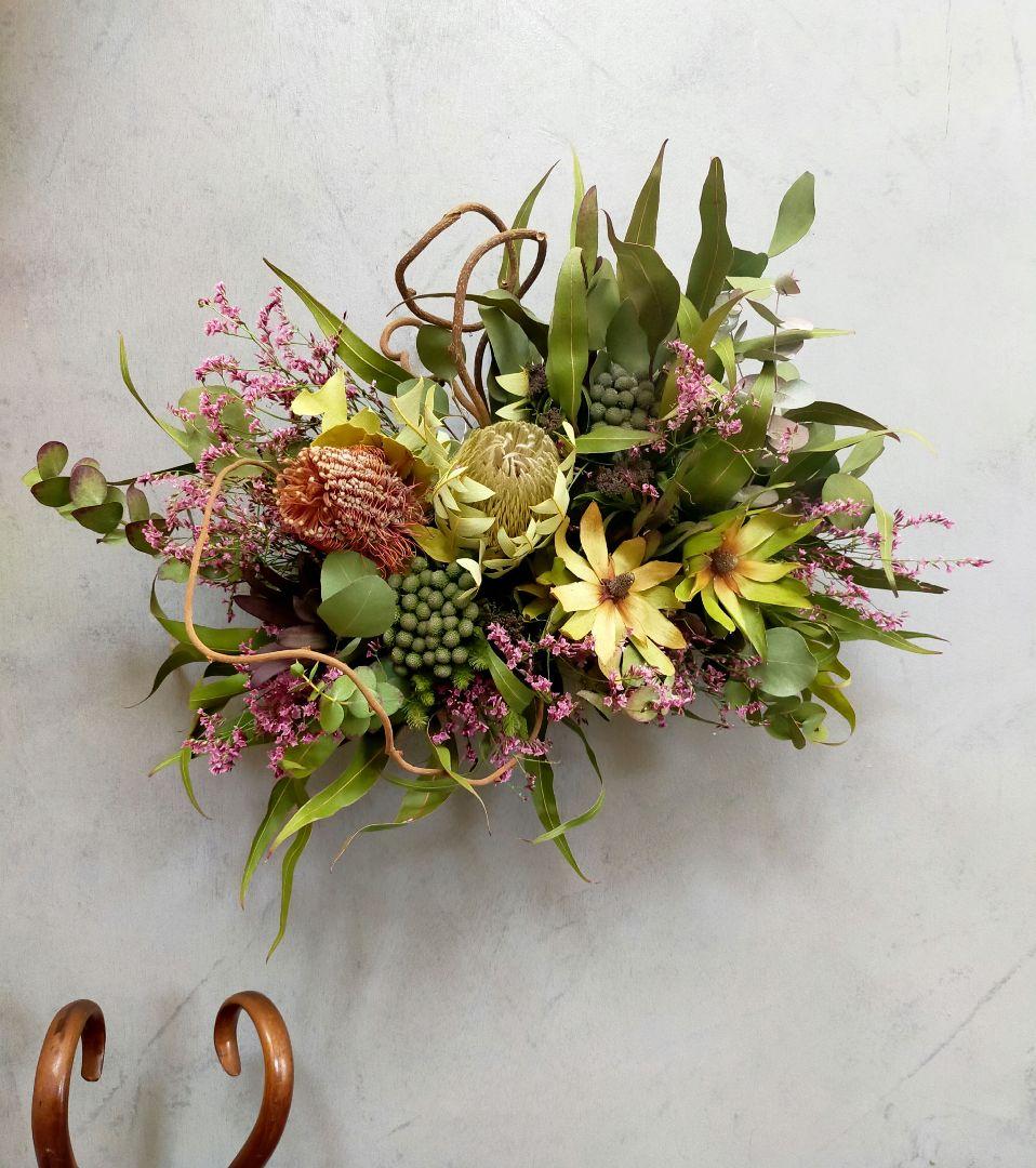 89.【春✕人気♡✕横長スワッグ】ドライフラワー ワッグ プレゼント スターチス