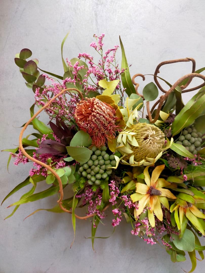 89.【春✕人気♡✕横長スワッグ】ドライフラワー ワッグ プレゼント スターチス