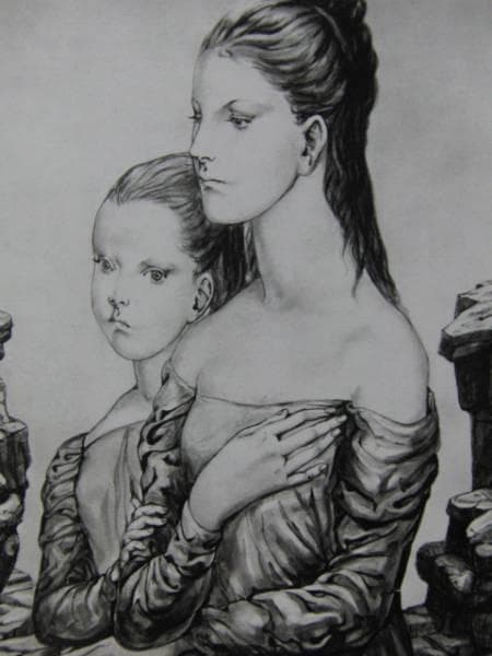 藤田嗣治　二人の少女、希少画集画、新品額・額装付