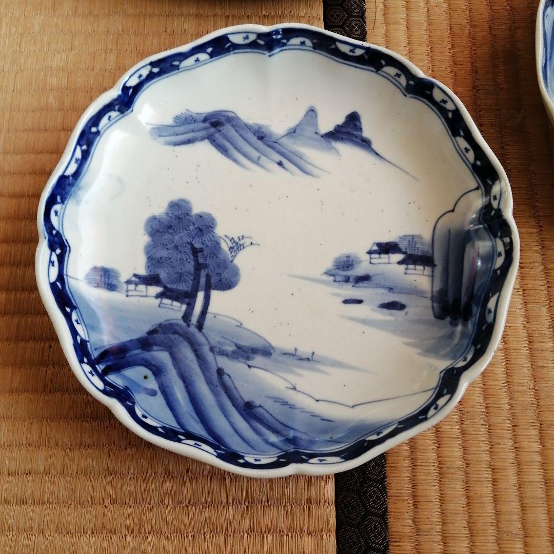 伊万里　染付輪花縁大皿　11枚　25cm　幕末〜大正期