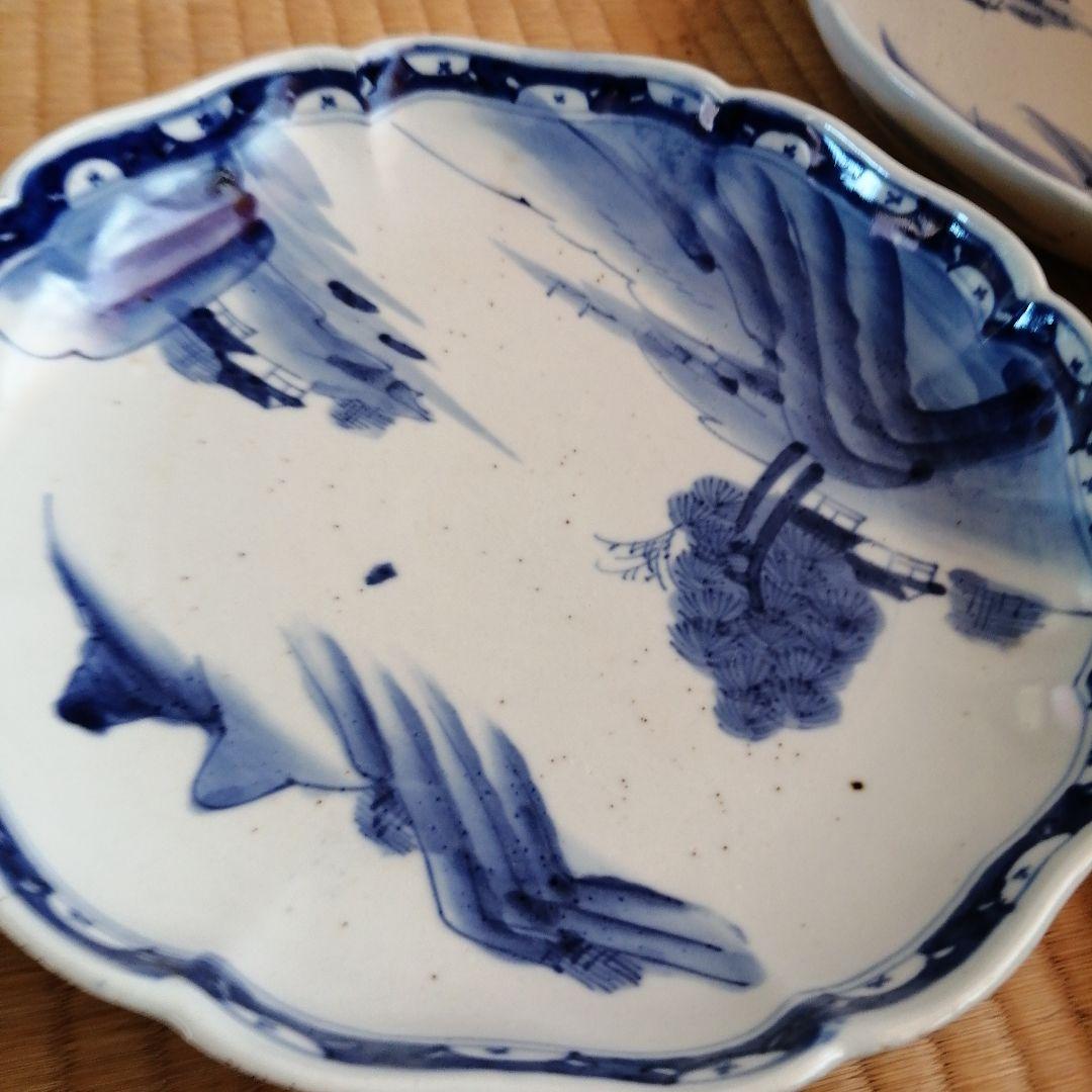 伊万里　染付輪花縁大皿　11枚　25cm　幕末〜大正期