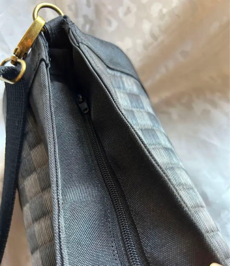 Ｌ【畳】畳表　円柱型　市松　ブラック　ショルダーバッグ