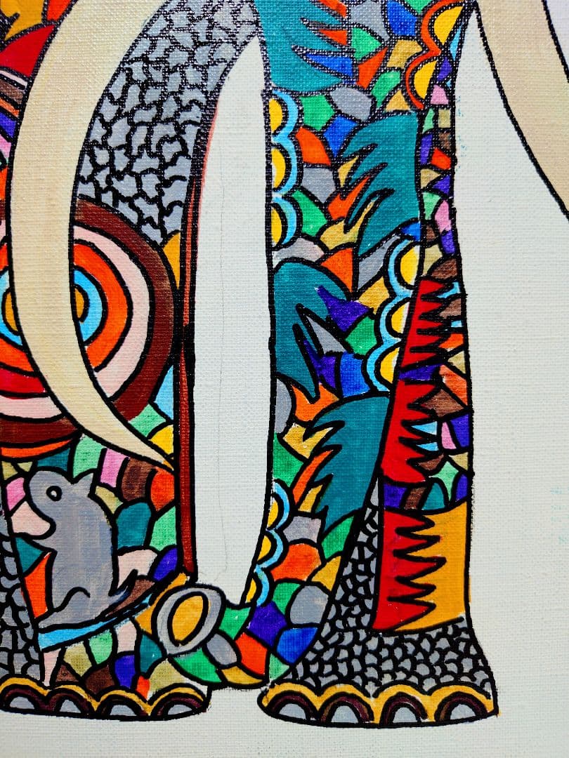 【F6号】ジミー大西【アフリカ】手描き作品/サイン有/油彩/アクリル/絵画/額縁