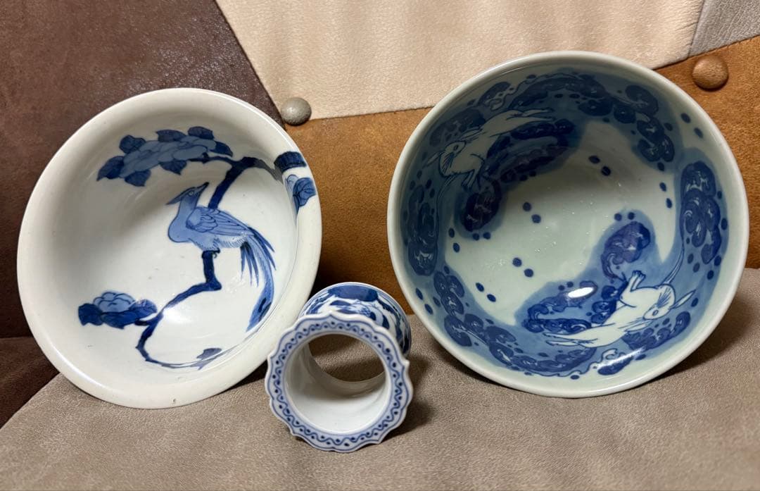 骨董 陶器 兎 波兎 盃洗 入れ物 柄杓立 ？　柄杓置 ？